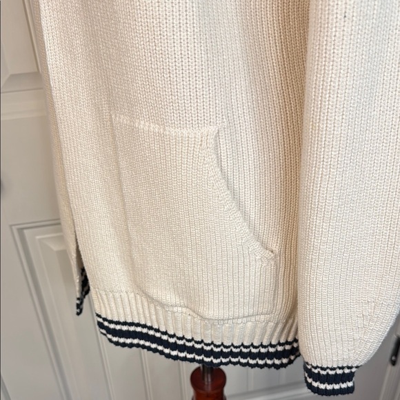 Lou & Grey Open Front Cardigan Sweater  white/Navy Sz L NWOT - Picture 3 of 12
